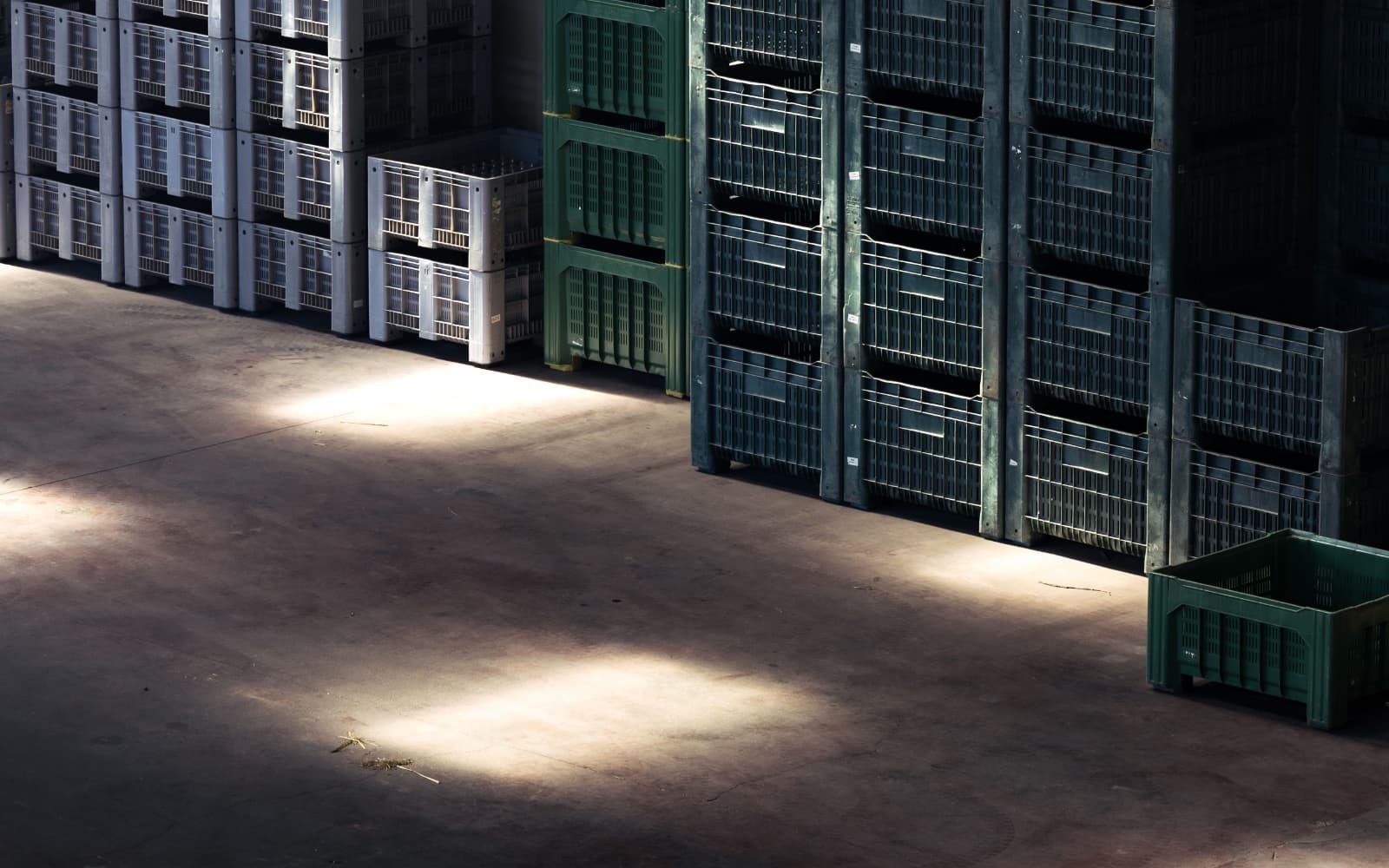 Stacked industrial crates